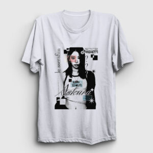 Sakura Spaghetti Le Sserafim Tişört beyaz