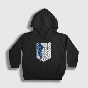 Scout Anime Attack On Titan Çocuk Kapşonlu Sweatshirt siyah