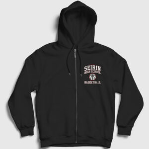 Seirin High School Kuroko's Basketball Fermuarlı Kapşonlu Sweatshirt siyah