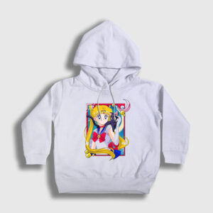 Serena Usagi Sailor Moon Ay Savaşçısı Çocuk Kapşonlu Sweatshirt beyaz