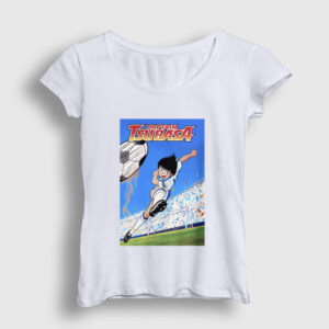 Shoot Futbol Anime Kaptan Captain Tsubasa Kadın Tişört beyaz