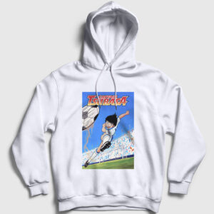 Shoot Futbol Anime Kaptan Captain Tsubasa Kapşonlu Sweatshirt beyaz