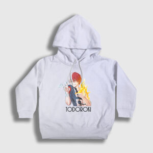 Shoto Anime Boku No Hero Academia Çocuk Kapşonlu Sweatshirt beyaz