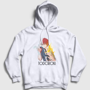 Shoto Anime Boku No Hero Academia Kapşonlu Sweatshirt beyaz