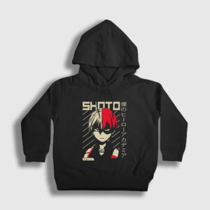 Shoto V2 Anime Boku No Hero Academia Çocuk Kapşonlu Sweatshirt siyah