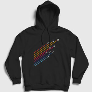 Show Pilot Airplane Uçak Kapşonlu Sweatshirt siyah