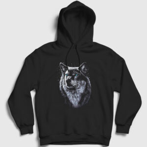 Siberian Wolf Kurt Kapşonlu Sweatshirt siyah