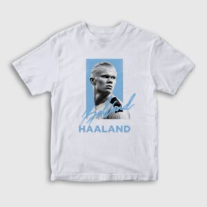Signature Erling Haaland V2 Futbol Çocuk Tişört Beyaz