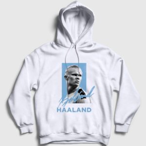 Signature Erling Haaland V2 Futbol Kapşonlu Sweatshirt Beyaz