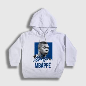 Signature Kylian Mbappe Futbol Çocuk Kapşonlu Sweatshirt Beyaz