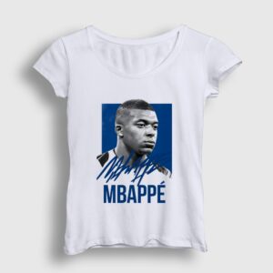 Signature Kylian Mbappe Futbol Kadın Tişört Beyaz