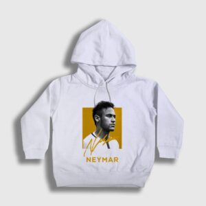 Signature Neymar Futbol Soccer Çocuk Kapşonlu Sweatshirt Beyaz