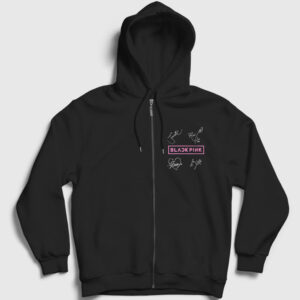 Signs Blackpink Fermuarlı Kapşonlu Sweatshirt siyah