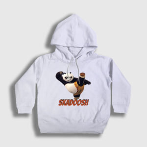 Skadoosh Kung Fu Panda Çocuk Kapşonlu Sweatshirt beyaz