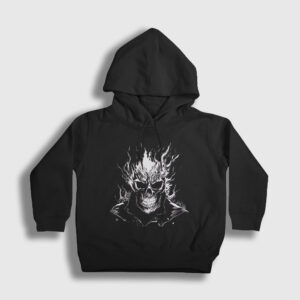 Skull Ghost Rider Hediye Motorcu Çocuk Kapşonlu Sweatshirt siyah