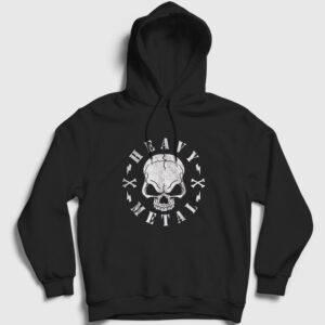 Skull Heavy Metal Kapşonlu Sweatshirt siyah