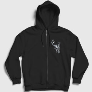 Skull Korpiklaani Fermuarlı Kapşonlu Sweatshirt siyah