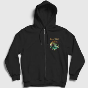 Skull Sea Of Thieves Fermuarlı Kapşonlu Sweatshirt siyah