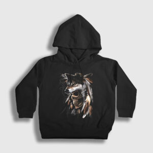 Skull Wolf Kurt Çocuk Kapşonlu Sweatshirt siyah