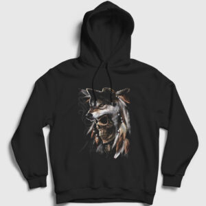 Skull Wolf Kurt Kapşonlu Sweatshirt siyah