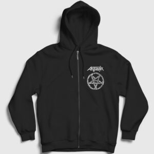 Skulls Anthrax Fermuarlı Kapşonlu Sweatshirt siyah
