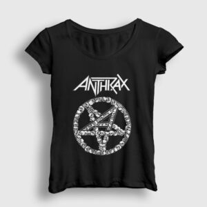 Skulls Anthrax Kadın Tişört siyah