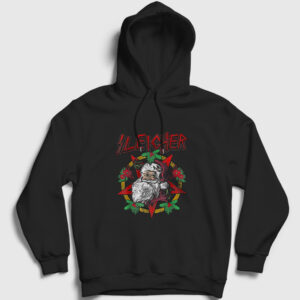 Sleigher Slayer Noel Baba Metal Yılbaşı Kapşonlu Sweatshirt siyah