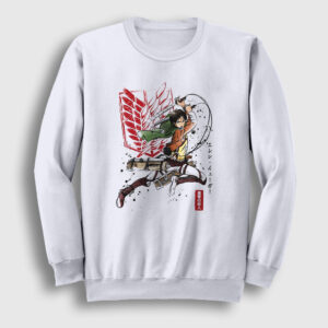 Soldier Eren Yeager Anime Attack On Titan Sweatshirt beyaz