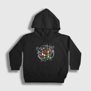 Solving Rubiks Cube Rubik Kupu Çocuk Kapşonlu Sweatshirt siyah