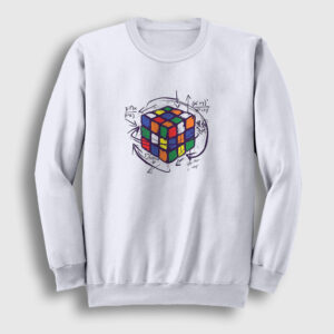 Solving Rubiks Cube Rubik Kupu Sweatshirt beyaz