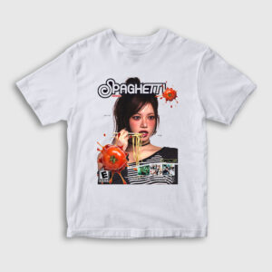 Spaghetti Hong Eunchae Le Sserafim Çocuk Tişört beyaz