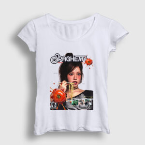 Spaghetti Hong Eunchae Le Sserafim Kadın Tişört beyaz