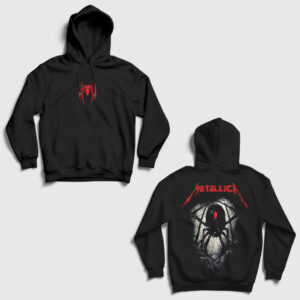 Spider Muzik Metallica Sırt Baskılı Kapşonlu Sweatshirt siyah