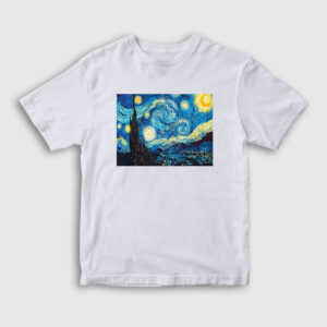 Starry Night Art Painter Vincent Van Gogh Çocuk Tişört beyaz