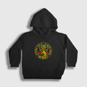 Strike First Logo Karate Cobra Kai Çocuk Kapşonlu Sweatshirt siyah