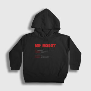 Sudo Hacker Mr Robot Çocuk Kapşonlu Sweatshirt siyah