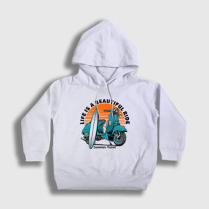 Summer Lambretta Motorsiklet Scooter Çocuk Kapşonlu Sweatshirt beyaz