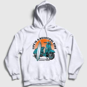 Summer Lambretta Motorsiklet Scooter Kapşonlu Sweatshirt beyaz