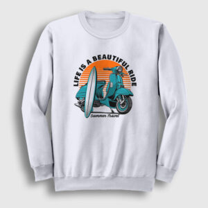 Summer Lambretta Motorsiklet Scooter Sweatshirt beyaz