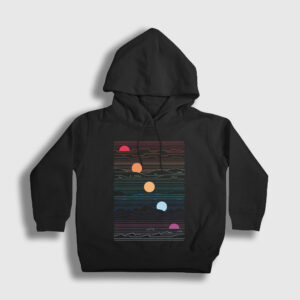 Sun Phases Güneşin Fazları Çocuk Kapşonlu Sweatshirt siyah