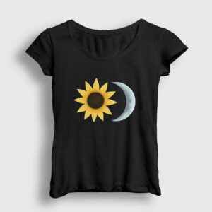 Sunflower Sun Moon Güneş Ay Kadın Tişört siyah