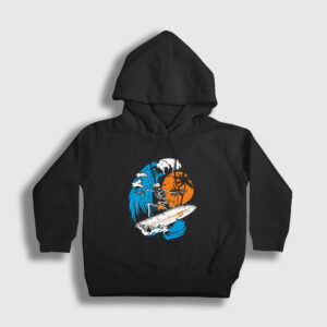 Surfer Skeleton Çocuk Kapşonlu Sweatshirt siyah