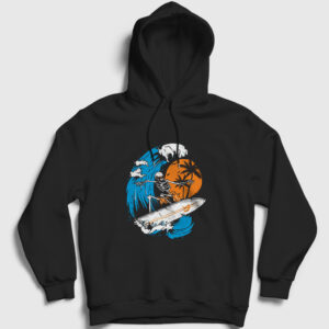 Surfer Skeleton Kapşonlu Sweatshirt siyah