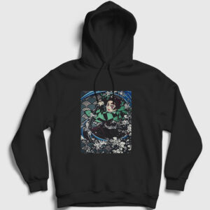 Sword Tanjiro Kamado Anime Demon Slayer Kimetsu No Yaiba Kapşonlu Sweatshirt siyah