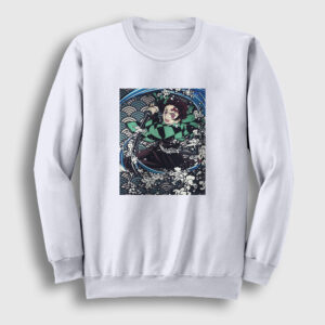 Sword Tanjiro Kamado Anime Demon Slayer Kimetsu No Yaiba Sweatshirt beyaz