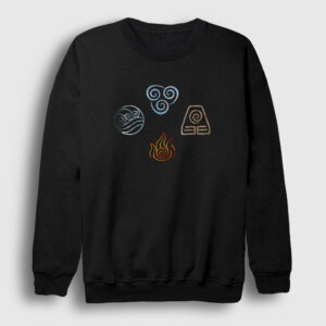 Symbols Anime Avatar The Last Airbender Sweatshirt siyah