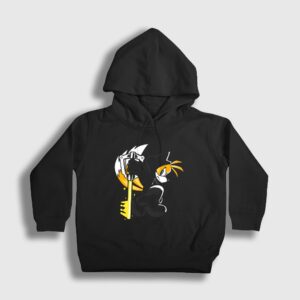 Tails Kingdom Hearts Çocuk Kapşonlu Sweatshirt Siyah