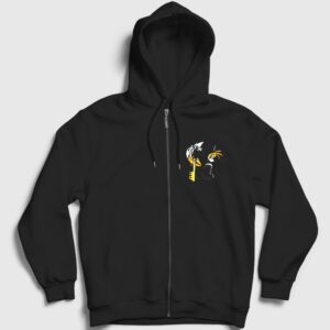 Tails Kingdom Hearts Fermuarlı Kapşonlu Sweatshirt Siyah
