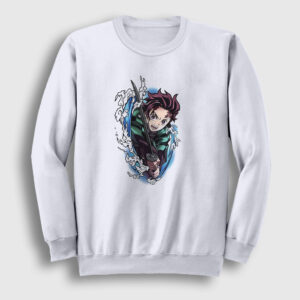 Tanjiro Kamado Anime Demon Slayer Kimetsu No Yaiba Sweatshirt beyaz