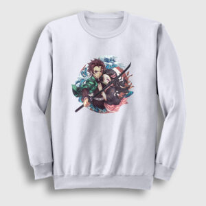 Tanjiro Nezuko Anime Demon Slayer Kimetsu No Yaiba Sweatshirt beyaz